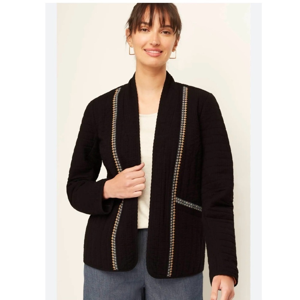 PUREJILL seersucker Black Embellished Women's Jacket sizeM